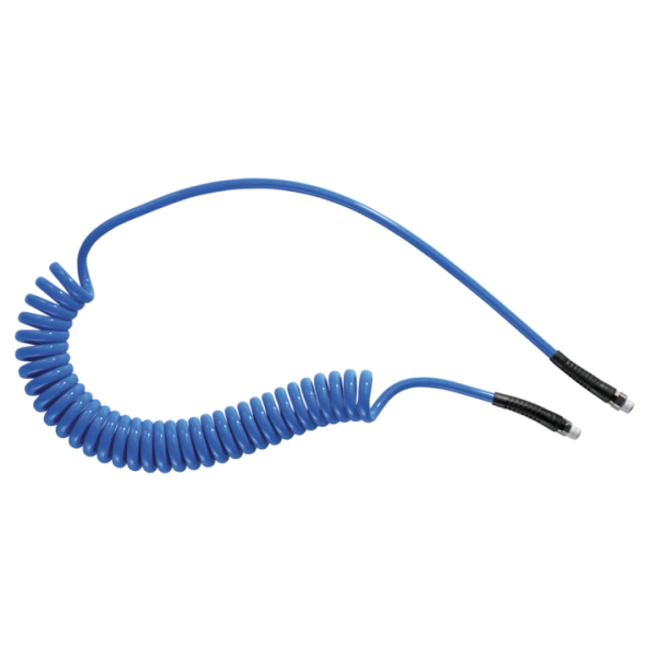 Tuyau spiralé polyuréthane équipé de raccords mâles fixe et rotatif Prevost - PUS